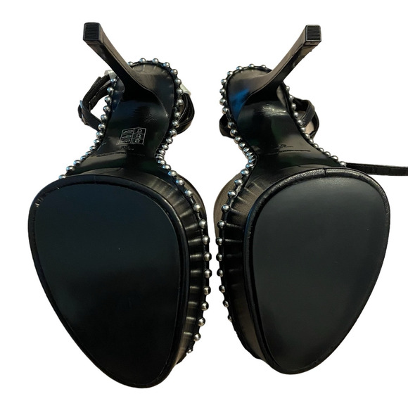 Alexander Wang Nova 145 Platform Sandals Studded Ankle Strap Leather Black Sz 38 - Picture 9 of 13